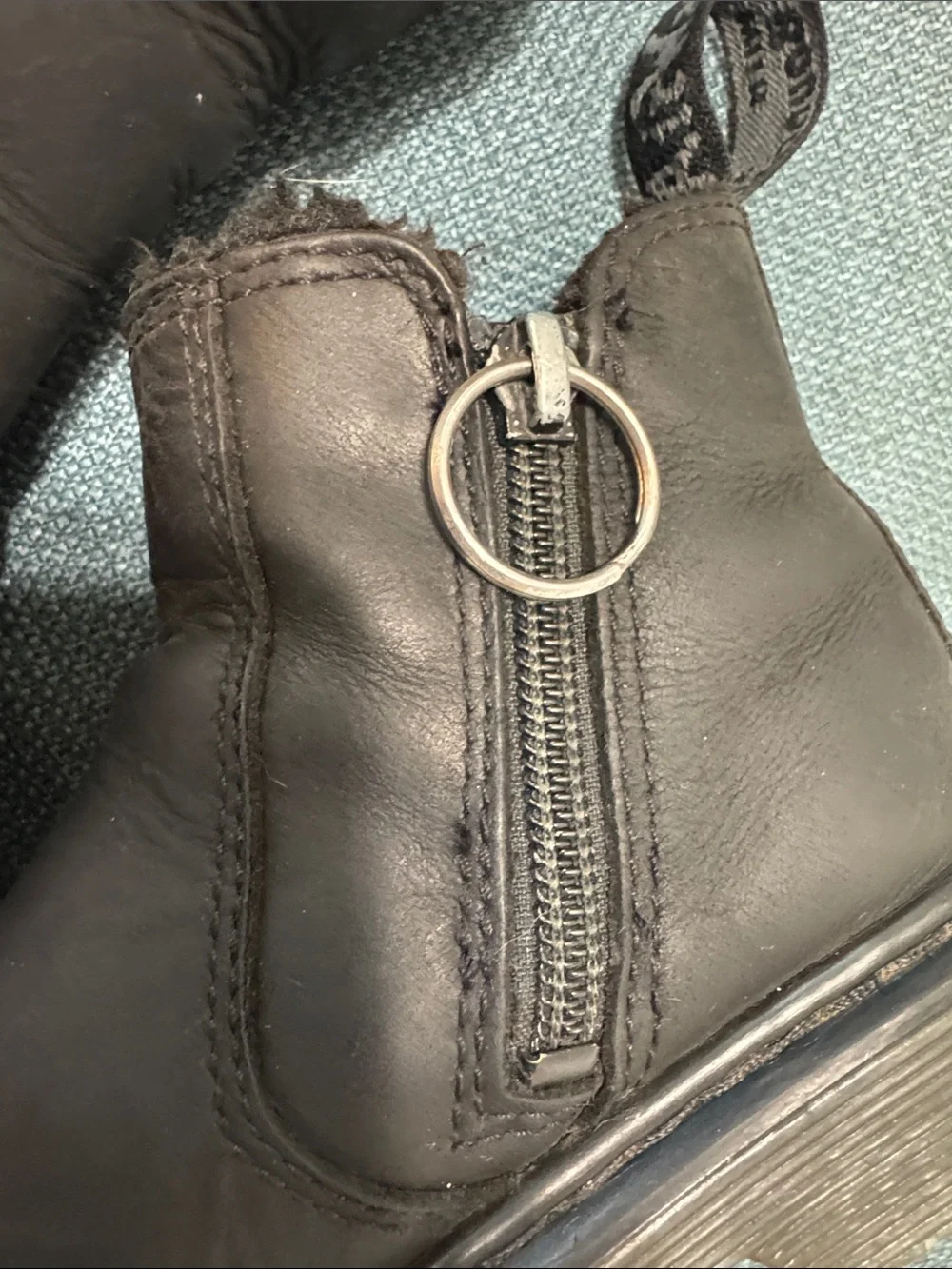 Dr. Martens Chelsea Boots with Faux Fur Lining Kids Size 12 Black Side Zipper